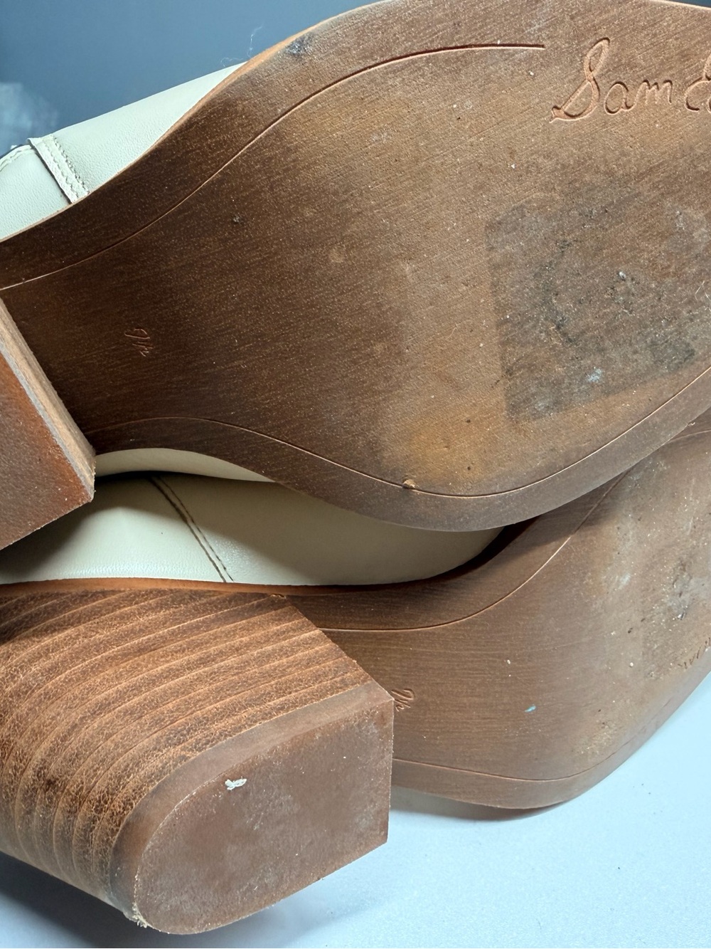 SAM EDELMAN Jane Ivory Leather Cuban Heel Bootie Sz 7.5 - Picture 10 of 10
